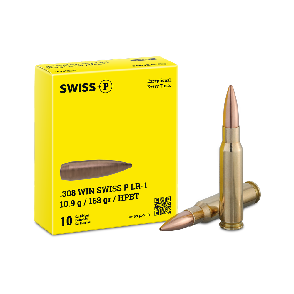 Büchsenpatrone SWISS P LR-1 10.9 g / 168 gr HPBT .308 Win. (7.62x51) - VE 10 Schuss